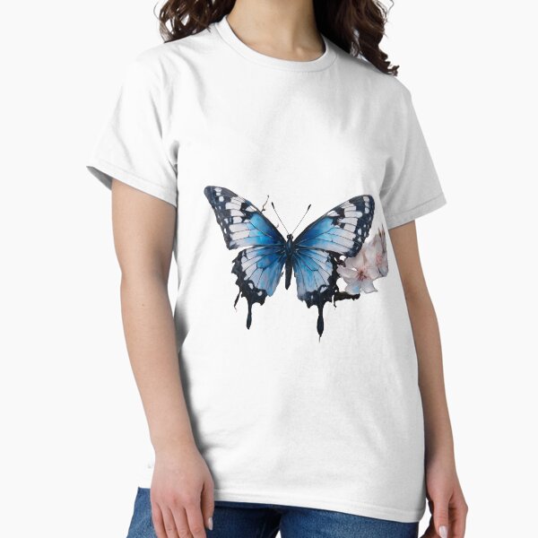 Blue Butterfly on Flower Classic T-Shirt