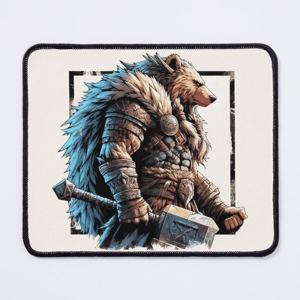Item preview, Retro Bear Viking Warrior Berserker designed and sold by TomFrontierArt.
