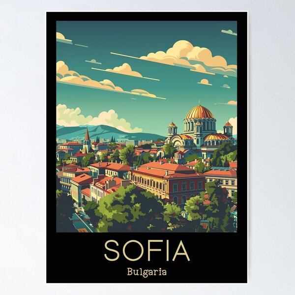 Item preview, A Vintage Travel Illustration of Sofia - Bulgaria designed and sold by GoodOldVintage.
