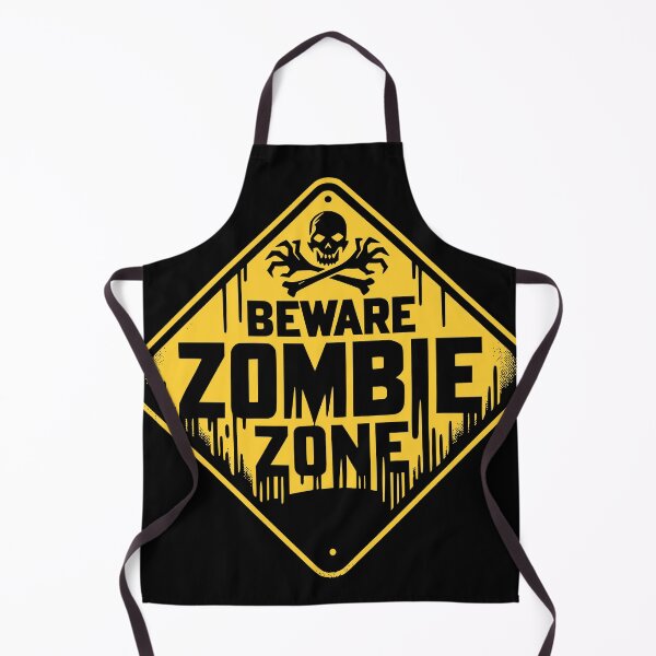Artikelvorschau, Vorsicht Zombie Zone Schild schwarz und gelb entworfen und verkauft von PrintSoulDesign.