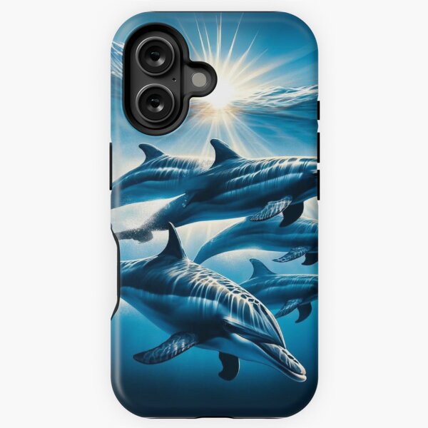 Item preview, Graceful Dolphins Ocean Print designed and sold by ArtemisDesignAI.
