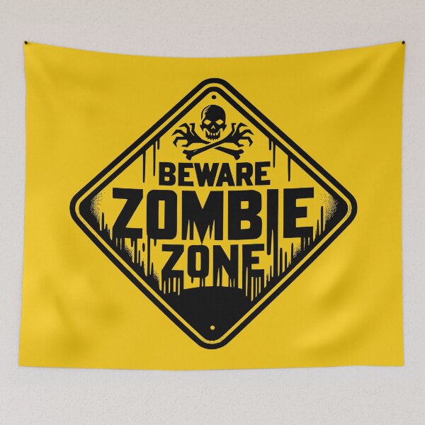 Item preview, Beware Zombie Zone Sign Black designed and sold by PrintSoulDesign.