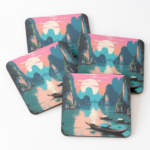Item preview, Ha Long Bay, Vietnam, design in pop art style designed and sold by CreativeSparkzz.