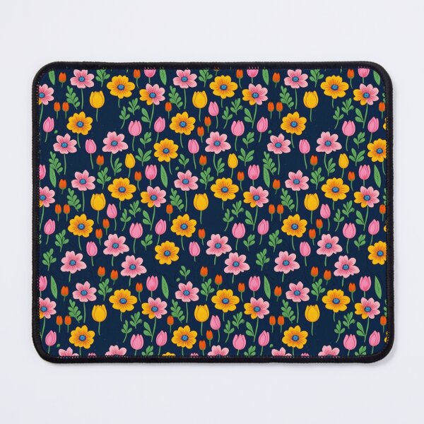 Item preview, Explosión floral vibrante sobre patrón gráfico de fondo oscuro designed and sold by adriaquart.