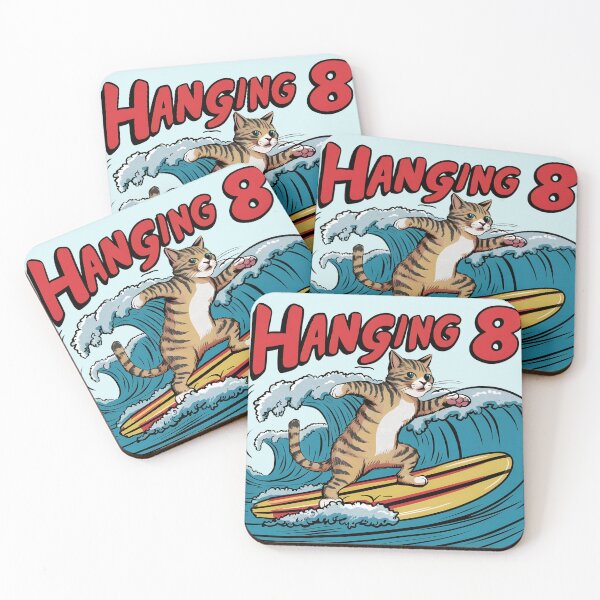Item preview, Cat Surfing Hanging 8 - AI Art designed and sold by MugsAndDuds.