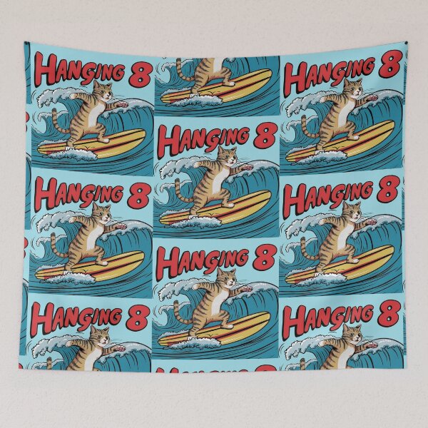 Item preview, Cat Surfing Hanging 8 - AI Art designed and sold by MugsAndDuds.