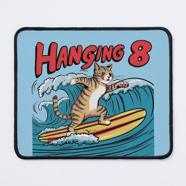 Item preview, Cat Surfing Hanging 8 - AI Art designed and sold by MugsAndDuds.