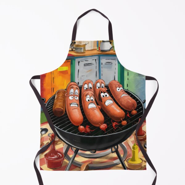 Item preview, Sausages in fear on the grill. designed and sold by MyHappyArtShop.
