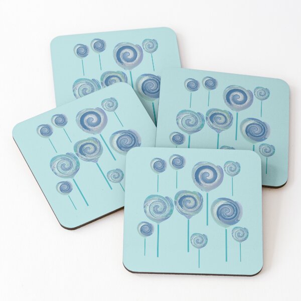Item preview, 10 Blue Lollipops with Abstract Ocean Wave Design designed and sold by Beachy.