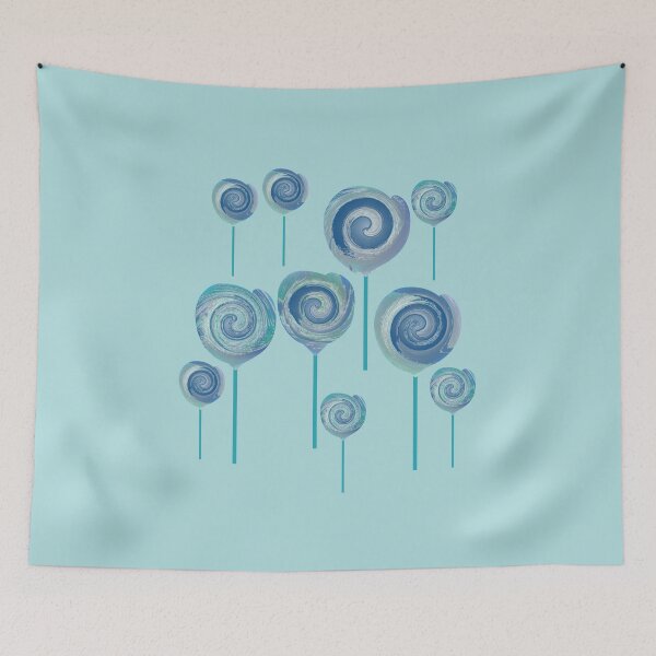 Item preview, 10 Blue Lollipops with Abstract Ocean Wave Design designed and sold by Beachy.