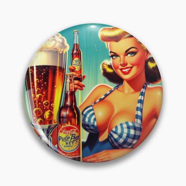 Item preview, Retro Beer Pin-up designed and sold by PulpVintage.