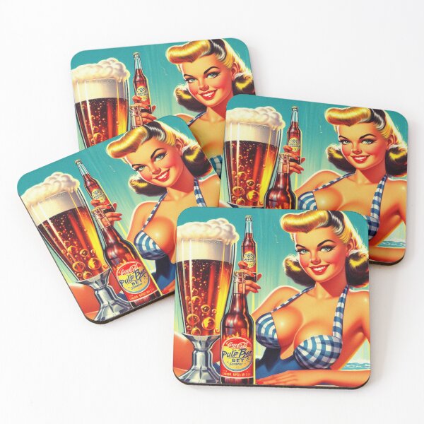Item preview, Retro Beer Pin-up designed and sold by PulpVintage.