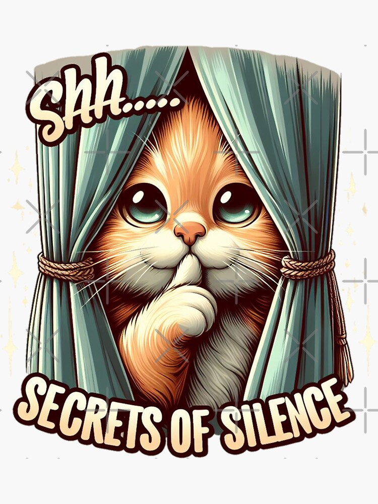 Thumbnail 3 of 3, Sticker, Cat say Shhh... secrets of silence designed and sold by Coollzone.
