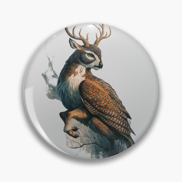 Item preview, A fantastical hybrid creature, gracefully merging the charm of a deer with the elegance of an owl designed and sold by 123ks.