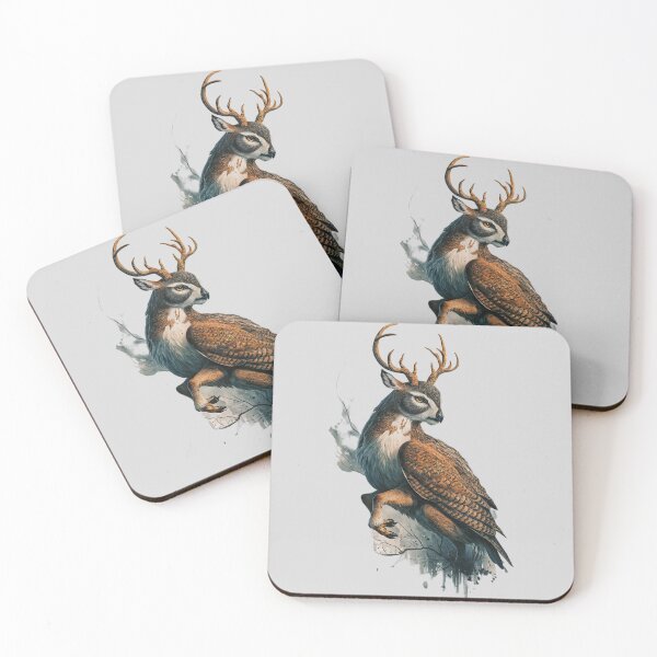Item preview, A fantastical hybrid creature, gracefully merging the charm of a deer with the elegance of an owl designed and sold by 123ks.