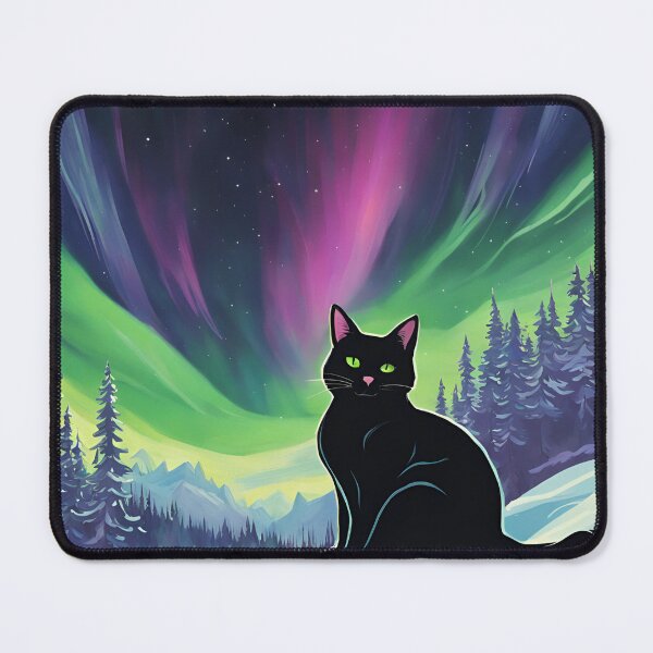 Item preview, Northern lights black cat designed and sold by KikiArtDesignz.