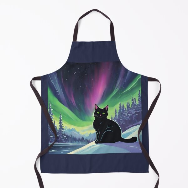 Item preview, Northern lights black cat designed and sold by KikiArtDesignz.