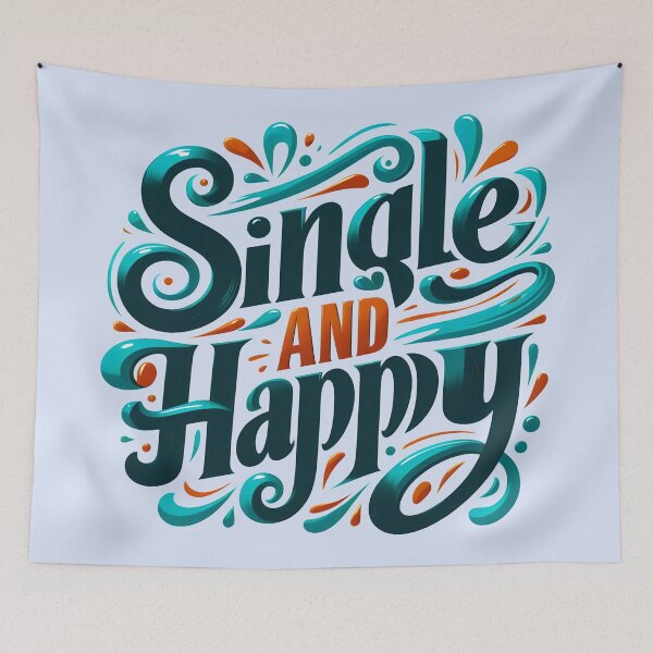 Item preview, single and happy, typography designed and sold by maxmaj.
