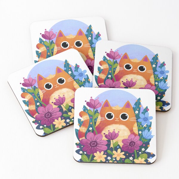 Item preview, Orange Kitty and Flowers designed and sold by OrangeEle.