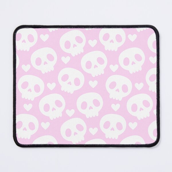 Item preview, Kawaii Skull Hearts Pastel Goth Creepy Cute Spooky Skeleton Pink and White Pattern designed and sold by StudioWhimsey.