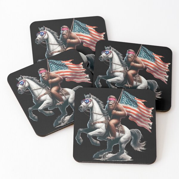 Item preview, Funny Bigfoot Sasquatch USA Patriotic Horse Riding designed and sold by TomFrontierArt.
