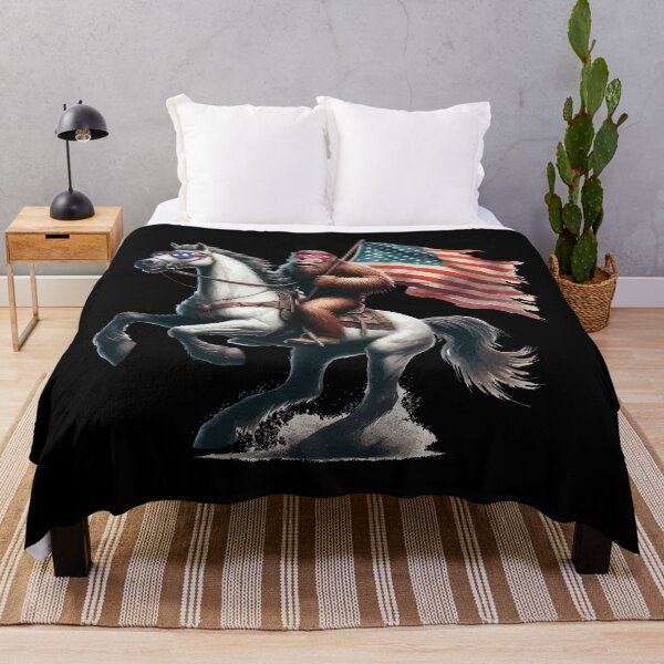Item preview, Funny Bigfoot Sasquatch USA Patriotic Horse Riding designed and sold by TomFrontierArt.