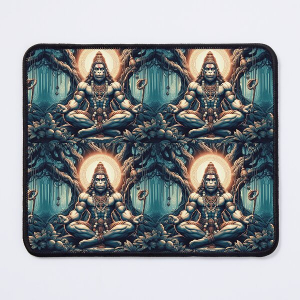 Artikelvorschau, Hindu-Gott, Herr Hanuman, Hanuman Ji Hindu-Gott Mystische Waldmeditation - Spirituelle Kunst entworfen und verkauft von VivoVita.