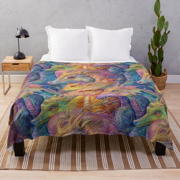 Item preview, Psychedelic Colorful Neon Bright Rainbow Dragons designed and sold by GroovyPixels.