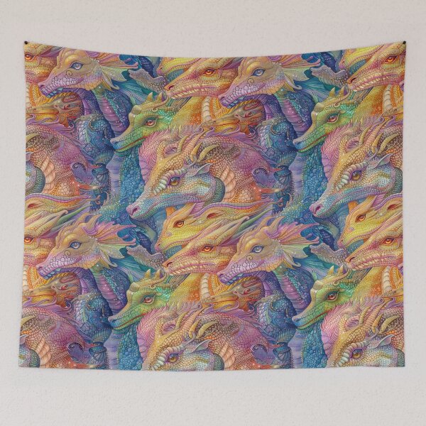 Item preview, Psychedelic Colorful Neon Bright Rainbow Dragons designed and sold by GroovyPixels.
