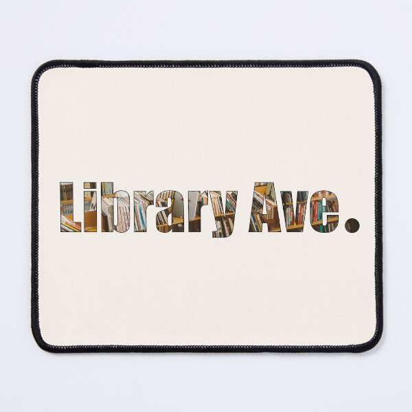 Item preview, Library Avenue Street Name with library bookshelves background designed and sold by TheMugDirectory.