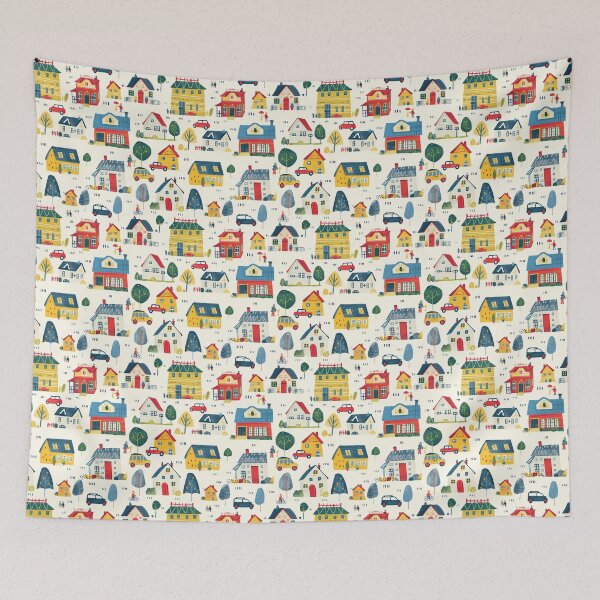 Item preview, Colorful Doodle Houses Pattern For Kids designed and sold by sheprint.