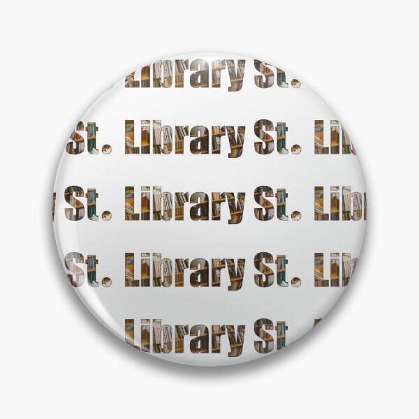 Item preview, Library Street Street Name with library bookshelves background designed and sold by TheMugDirectory.