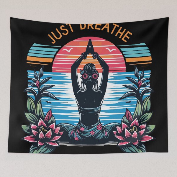 Aperçu de l'œuvre Yoga sur la plage, respirez simplement créée et vendue par NawalMagdy.