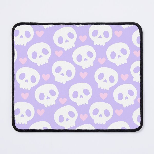 Item preview, Kawaii Skull Hearts Pastel Goth Creepy Cute Spooky Skeleton Pink Purple and White Pattern designed and sold by StudioWhimsey.