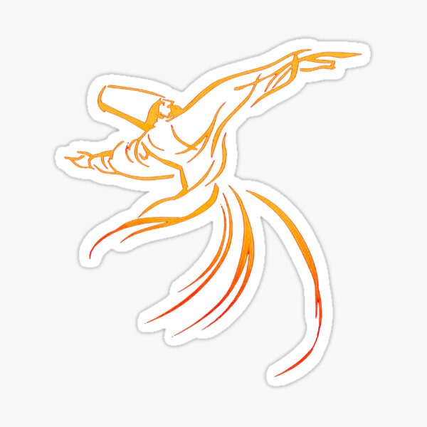 Sema The Dance Of The Whirling Dervish Line Drawing Sticker