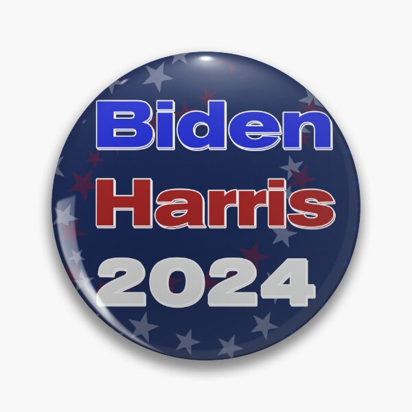 Artikelvorschau, Biden Harris 2024 Wahlkampfbutton - Rot-Weiß-Blau-Design entworfen und verkauft von DeadPanDesigns.