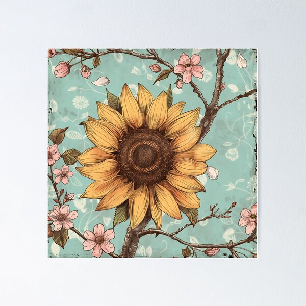 Item preview, Resplandor primaveral: flores de girasol y cerezo designed and sold by plam50.