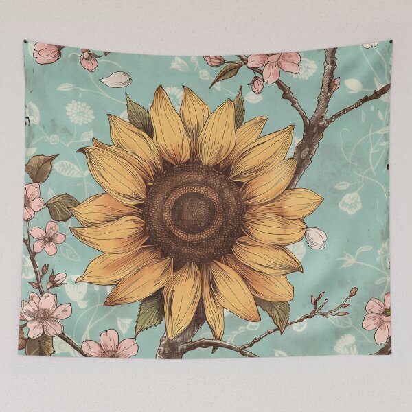 Item preview, Spring Radiance: Sunflower and Cherry Blossoms designed and sold by plam50.