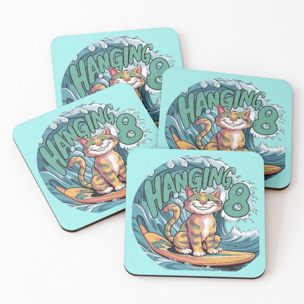 Item preview, Happy Cat Riding A Surfboard - AI Art designed and sold by MugsAndDuds.