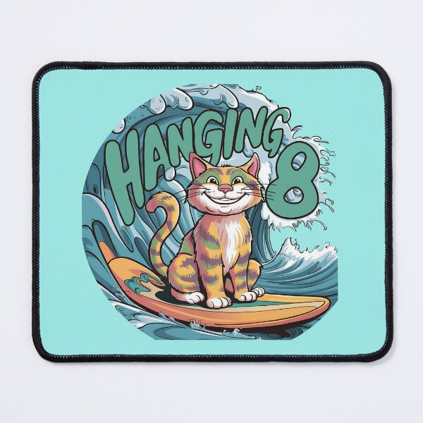 Item preview, Happy Cat Riding A Surfboard - AI Art designed and sold by MugsAndDuds.