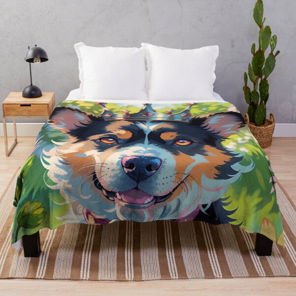 Item preview, Cute King Dog With Colorful Flowers designed and sold by TheArtOfPat.