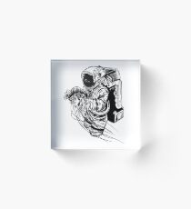 Astronaut Jellyfish Surrealism Line Art Acrylic Block