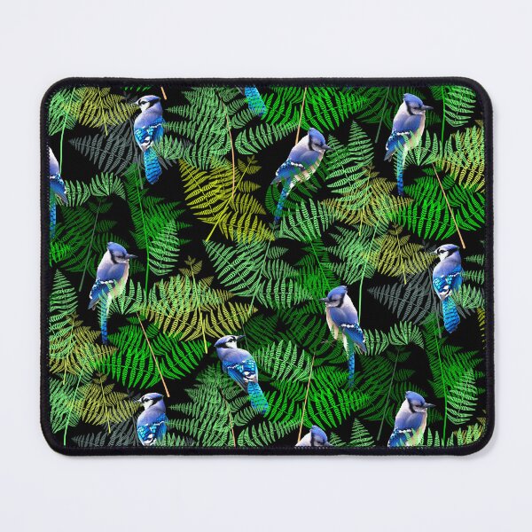 Item preview, Bluejays in the Ferns Half Drop on Black designed and sold by Art in My Loft.