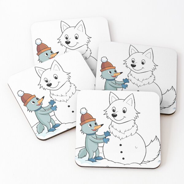 Item preview, Fluffy Arctic Fox Building a Snowman designed and sold by omerfdln34.