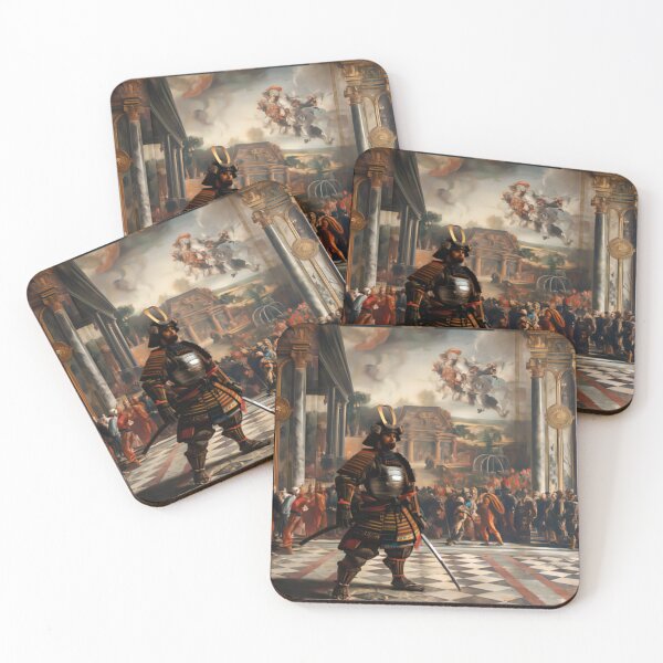 Item preview, Futuristic Samurai in a Baroque Palace as if painted by Peter Paul Rubens, with holographic tapestries designed and sold by deepglitchart.