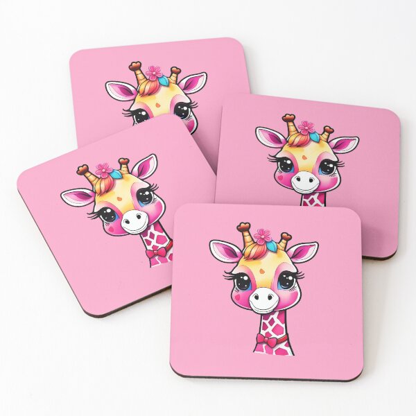 Item preview, cute pink giraffe with pink bowtie  designed and sold by Cosmicreations1.