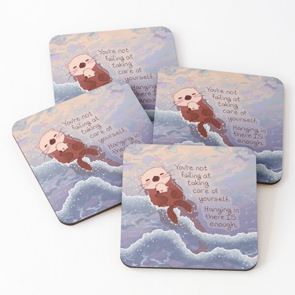 Item preview, "Hanging in There IS Enough" Otter Momma and Baby designed and sold by thelatestkate.