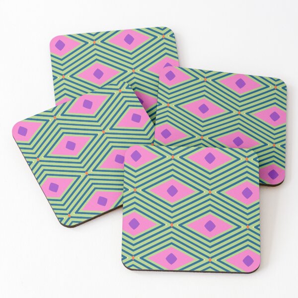 Item preview, Modern Abstract Geometric Bauhaus Pattern Pink Teal Lime No.17 Style designed and sold by MirabiliaMagpie.