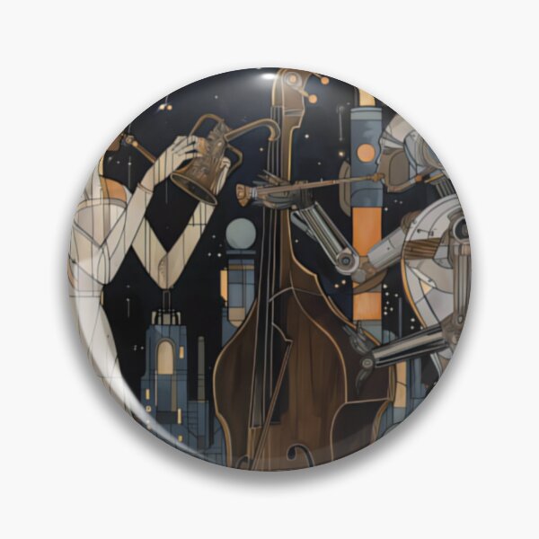 Item preview, Space Opera with 1920s Art Deco aesthetics, illustrated by Art Nouveau artists, featuring jazz-playing androids designed and sold by deepglitchart.