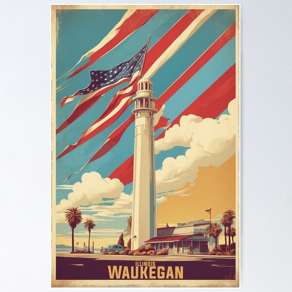 Item preview, Waukegan Illinois USA Vintage Travel Tourism  designed and sold by TravelersGems.
